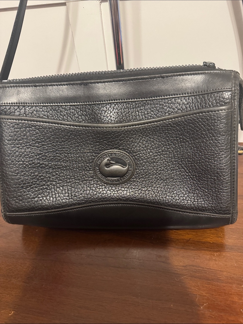 Dooney & Bourke Black Pebbled Leather Messenger Crossbody